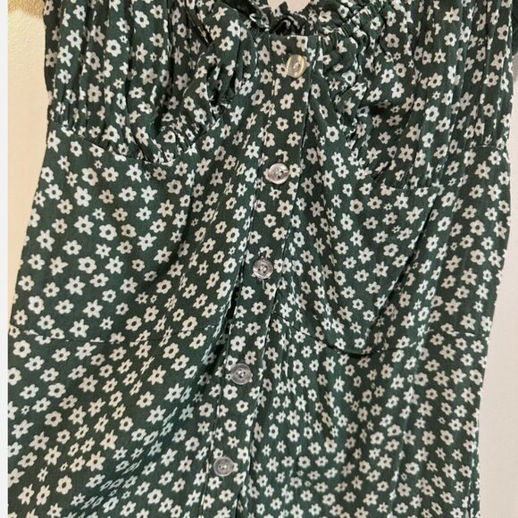 With Jean - Green Daisy Mini Floral Isabelle Dress - Medium - Picture 7 of 8